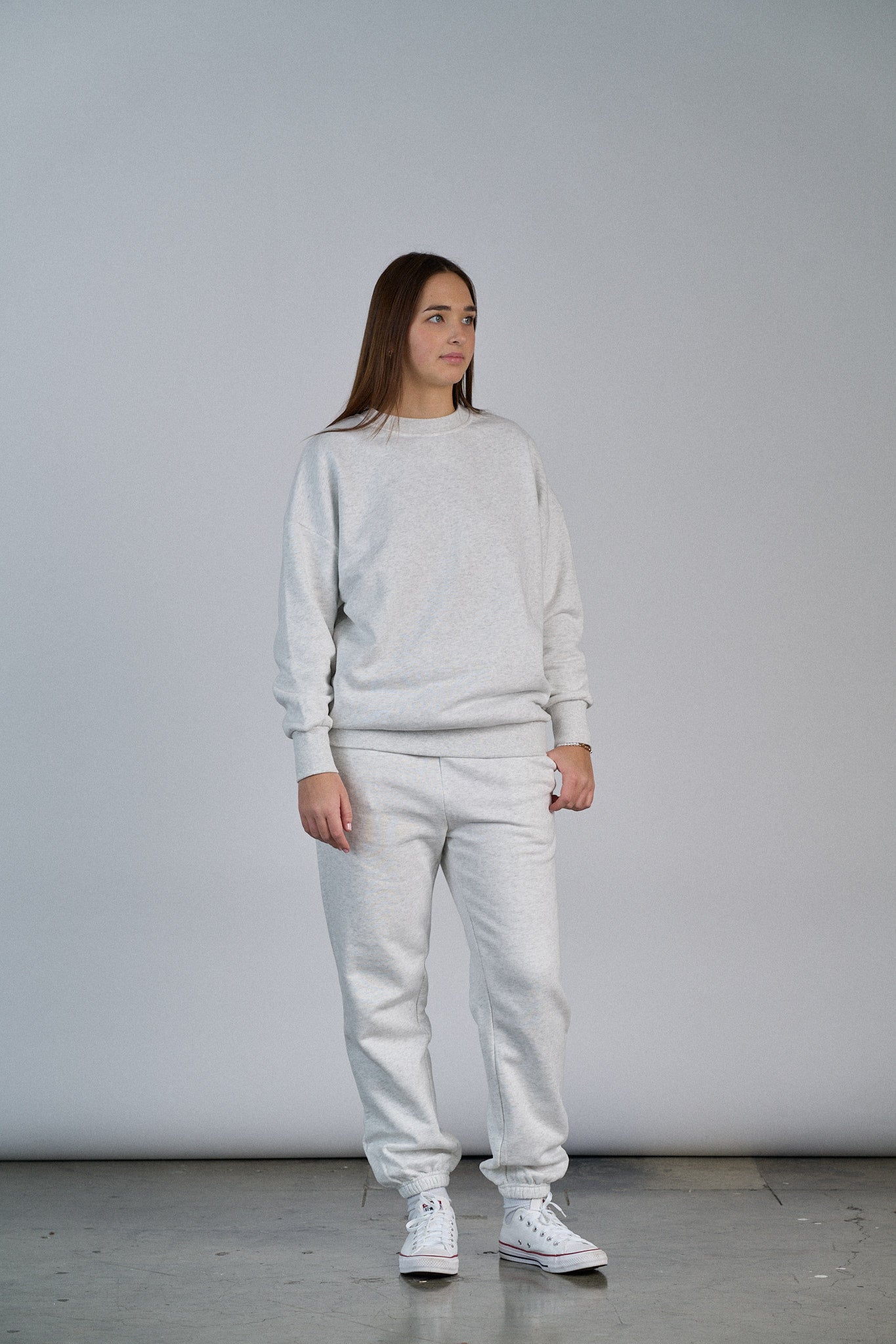 Adult Elevated Crewneck - Light Heather Grey - Little Bipsy