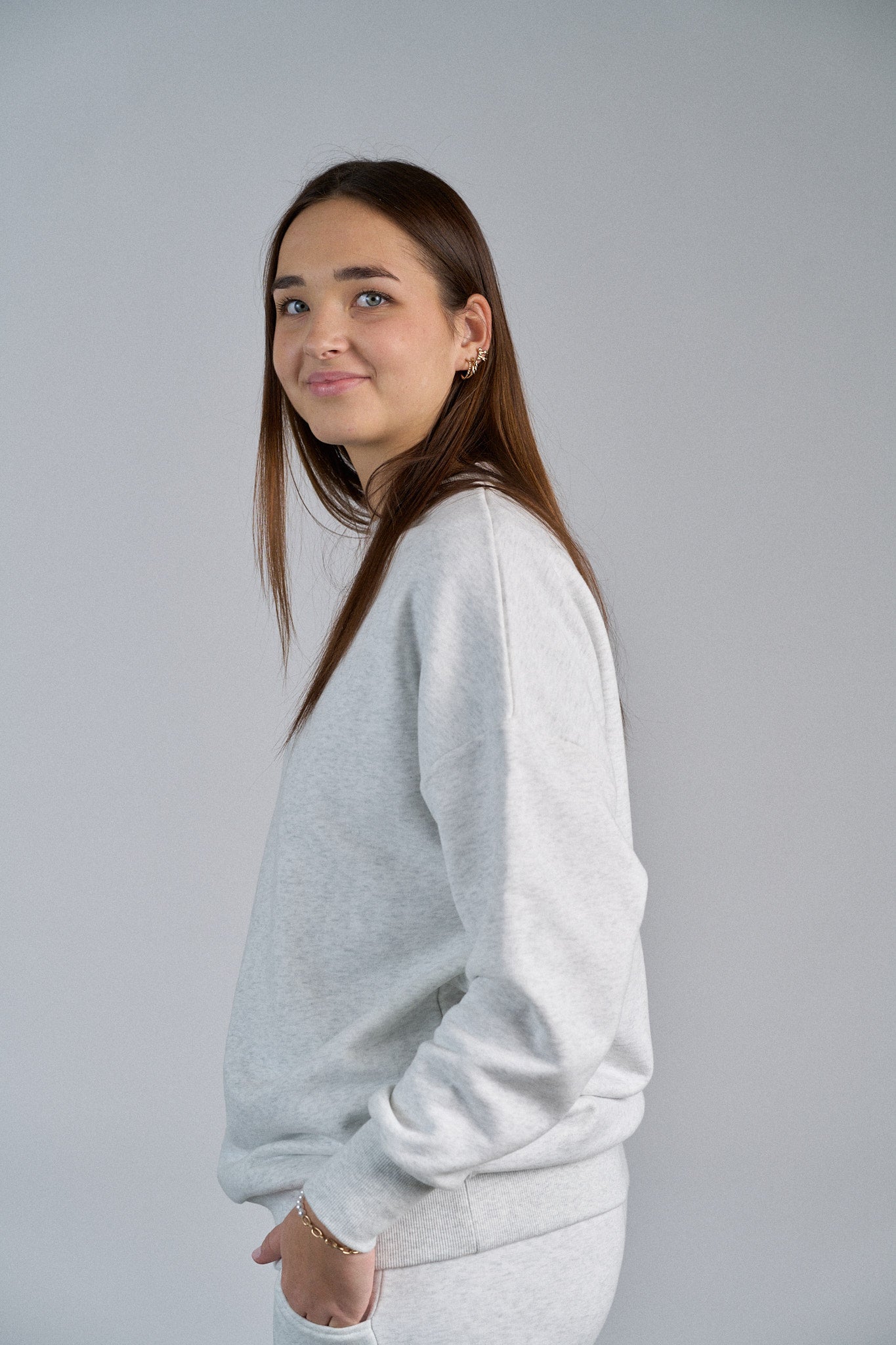 Adult Elevated Crewneck - Light Heather Grey - Little Bipsy