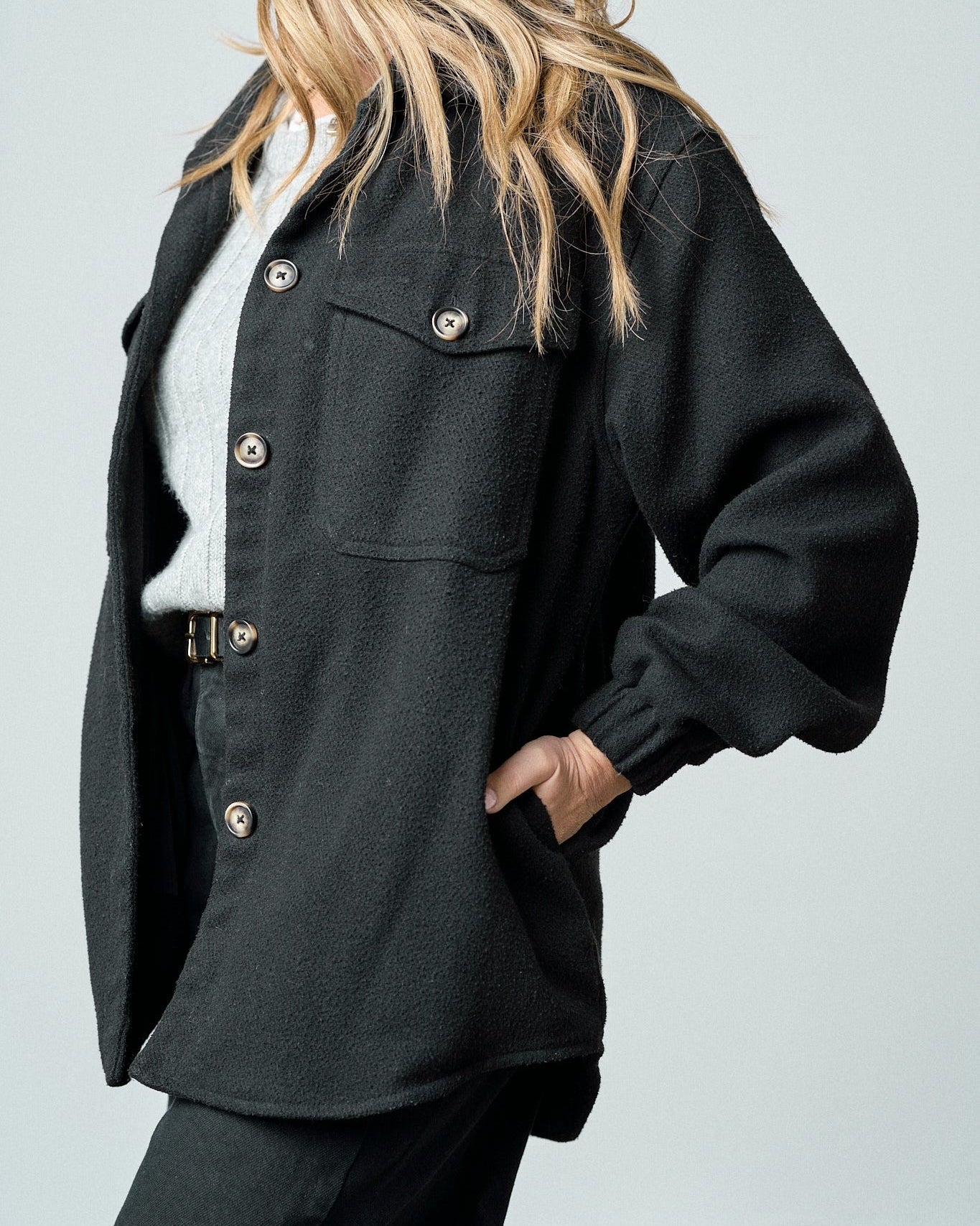 Adult Shacket - Black - Little Bipsy