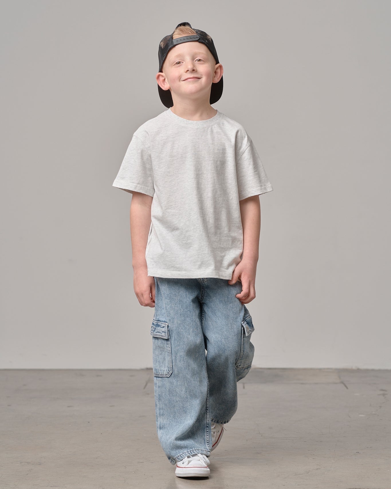 Athletic Boxy Tee - Light Heather Grey - Little Bipsy