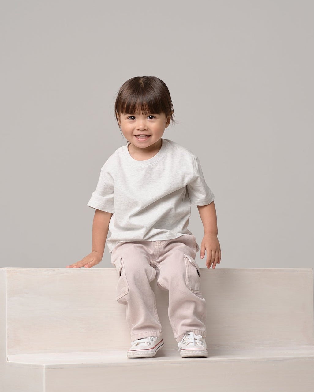 Athletic Boxy Tee - Light Heather Grey - Little Bipsy