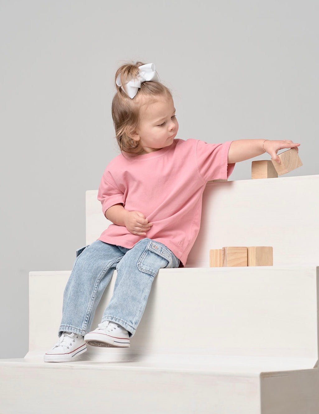 Athletic Boxy Tee - Rose - Little Bipsy