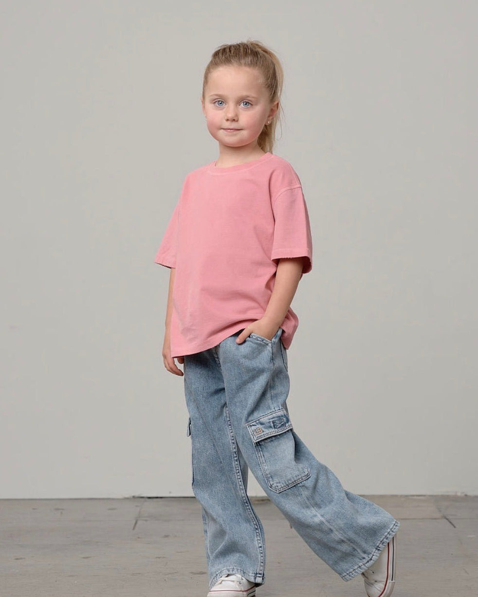 Athletic Boxy Tee - Rose - Little Bipsy