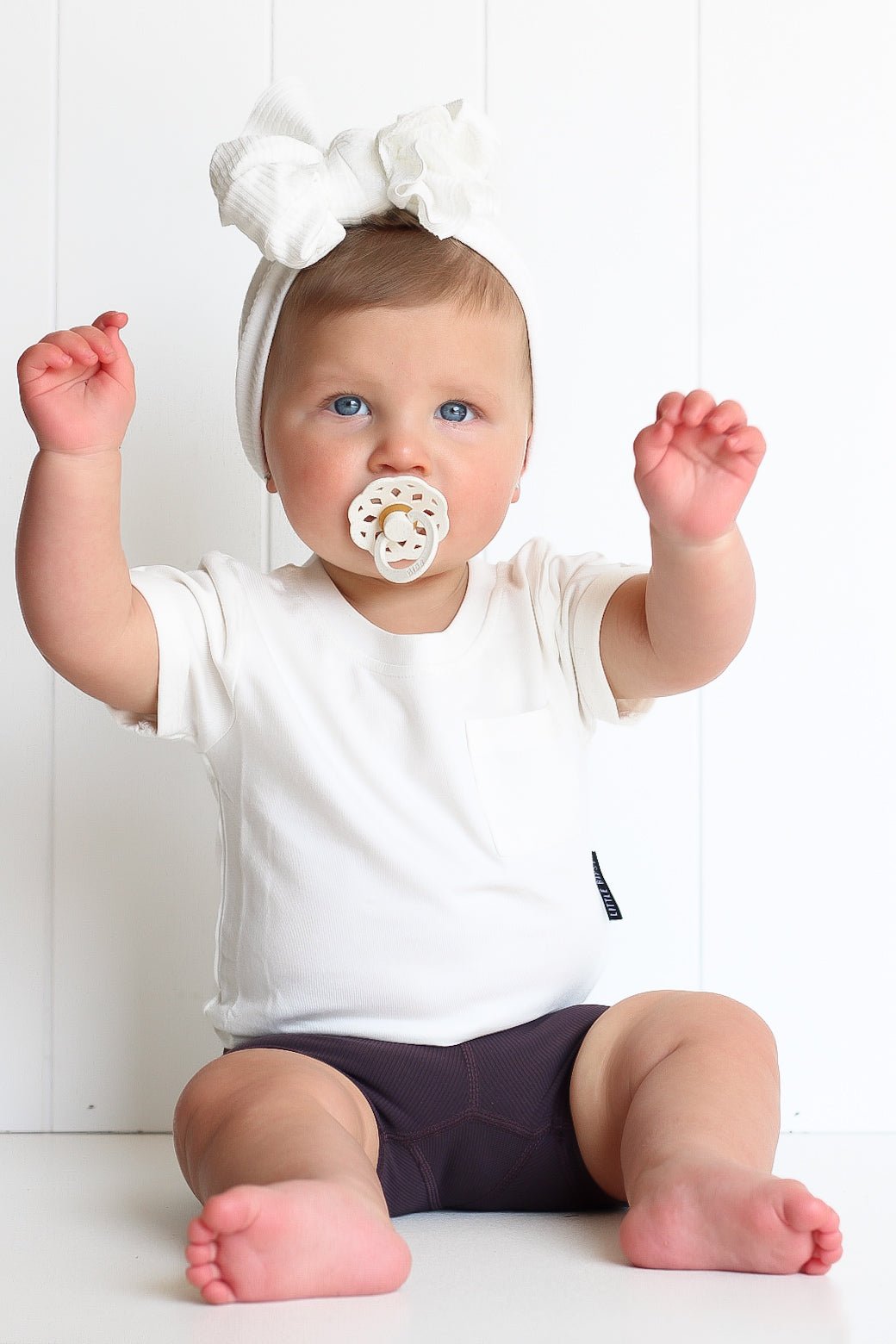 Baby Bamboo Pocket Tee - Off White - Little Bipsy