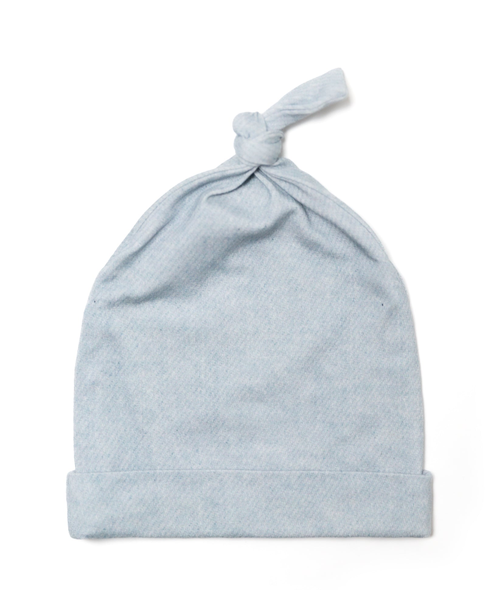 Light Blue Denim Print Knotted Beanie