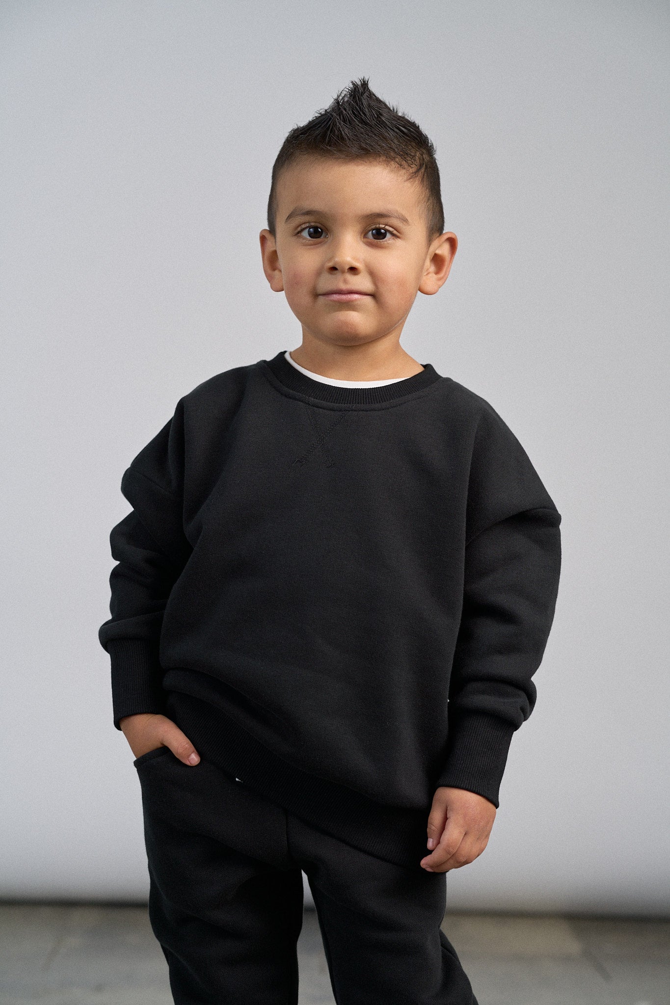 Baby Elevated Crewneck - Black - Little Bipsy