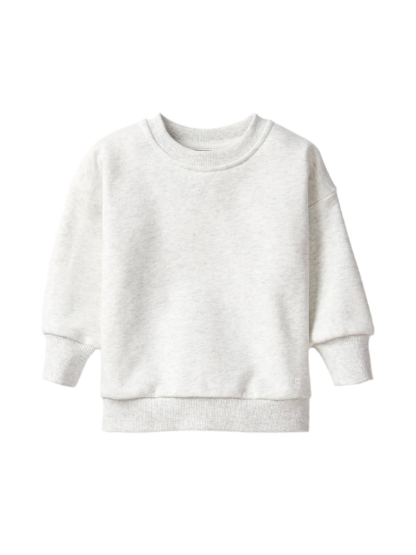 Baby Elevated Crewneck - Light Heather Grey - Little Bipsy