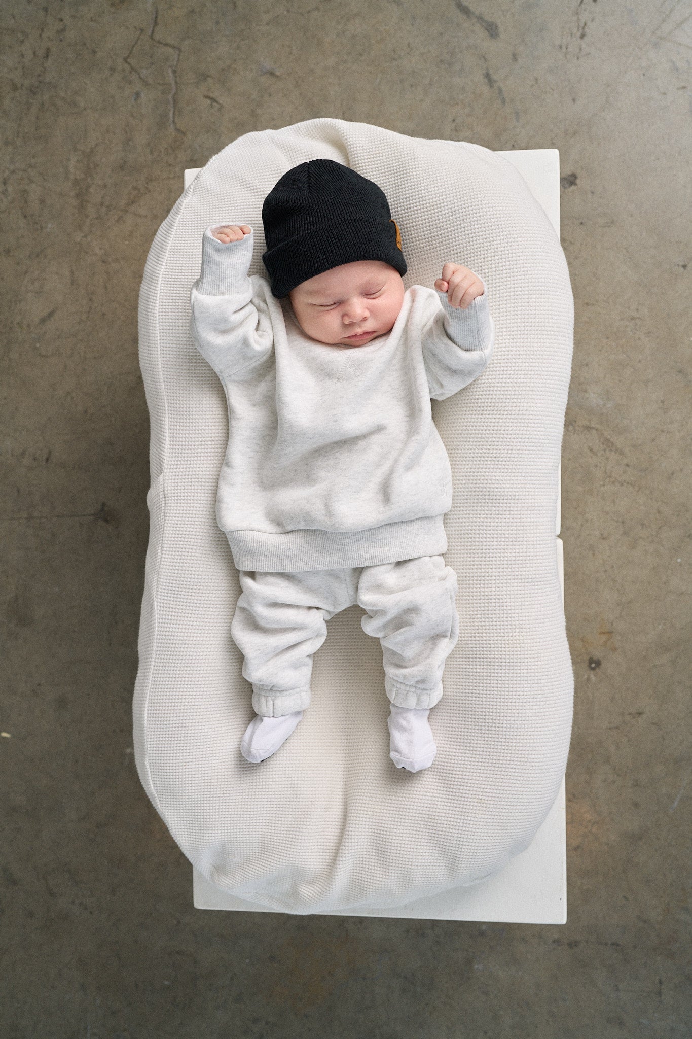 Baby Elevated Crewneck - Light Heather Grey - Little Bipsy