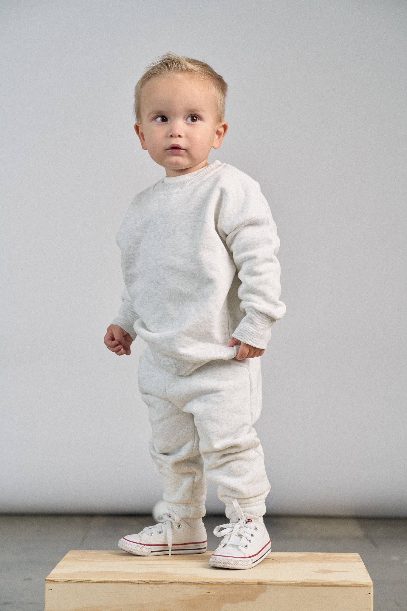 Baby Elevated Crewneck - Light Heather Grey - Little Bipsy
