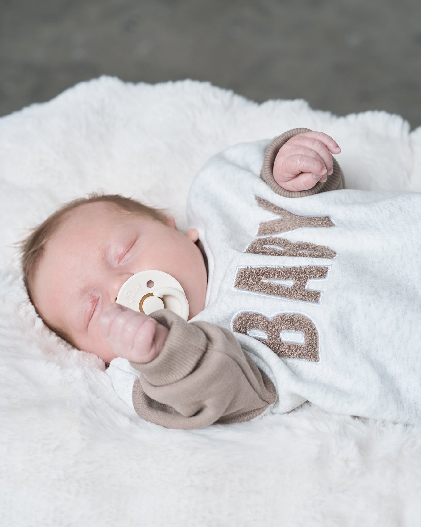 Baby Elevated Crewneck - Mushroom - Little Bipsy