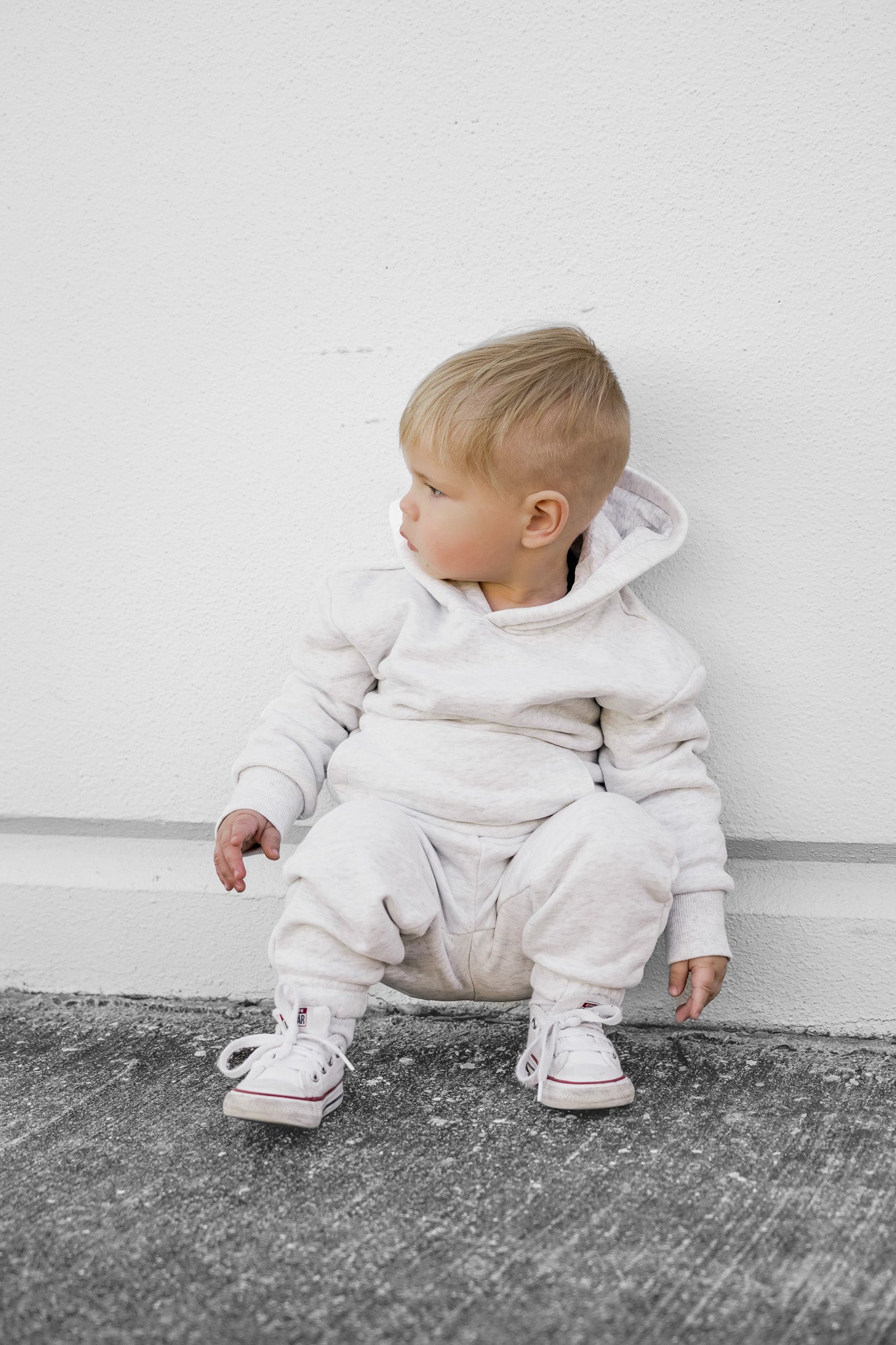 Baby Elevated Hoodie - Light Heather Grey - Little Bipsy