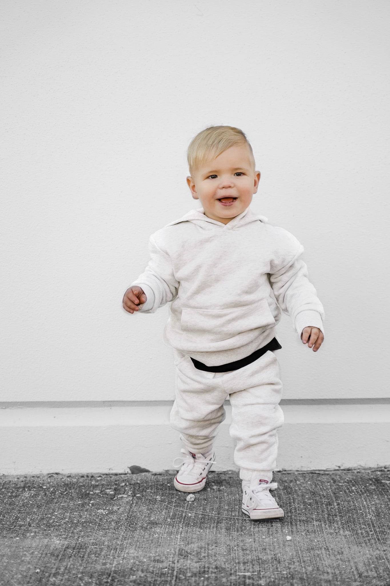 Baby Elevated Hoodie - Light Heather Grey - Little Bipsy