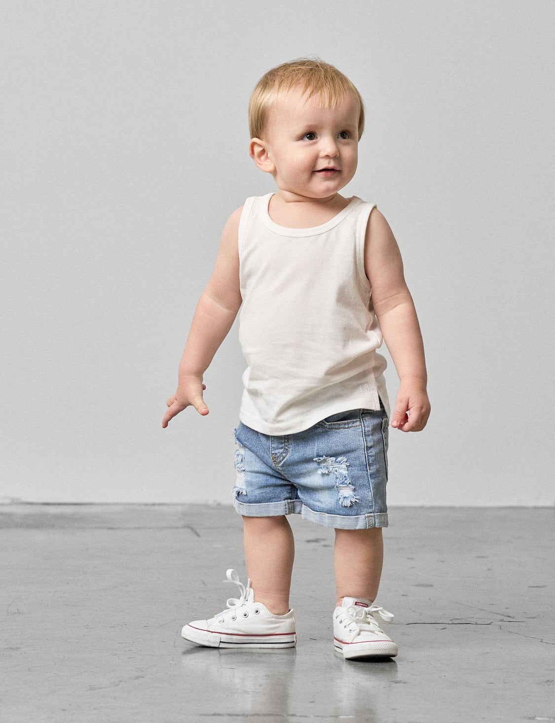 Baby Elevated Tank - White - Little Bipsy
