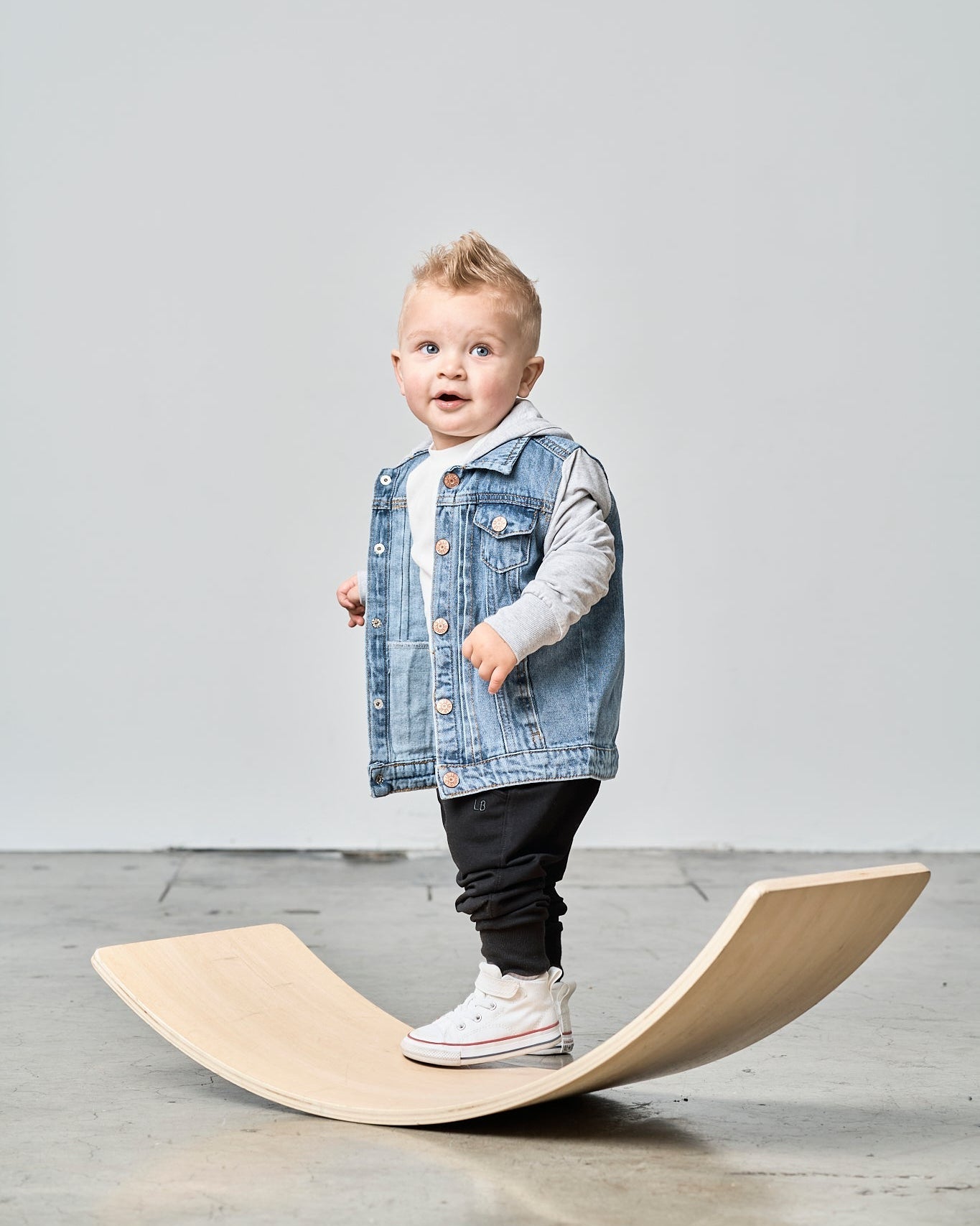 Baby Hooded Denim Jacket - Grey - Little Bipsy