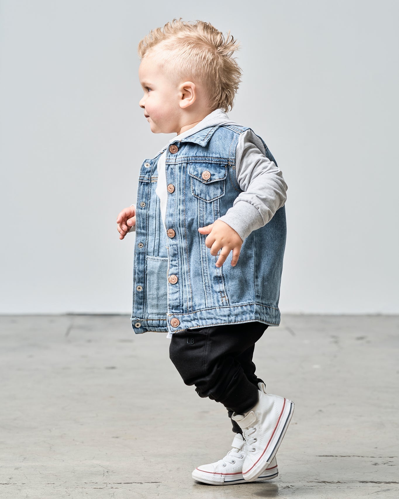 Baby Hooded Denim Jacket - Grey - Little Bipsy