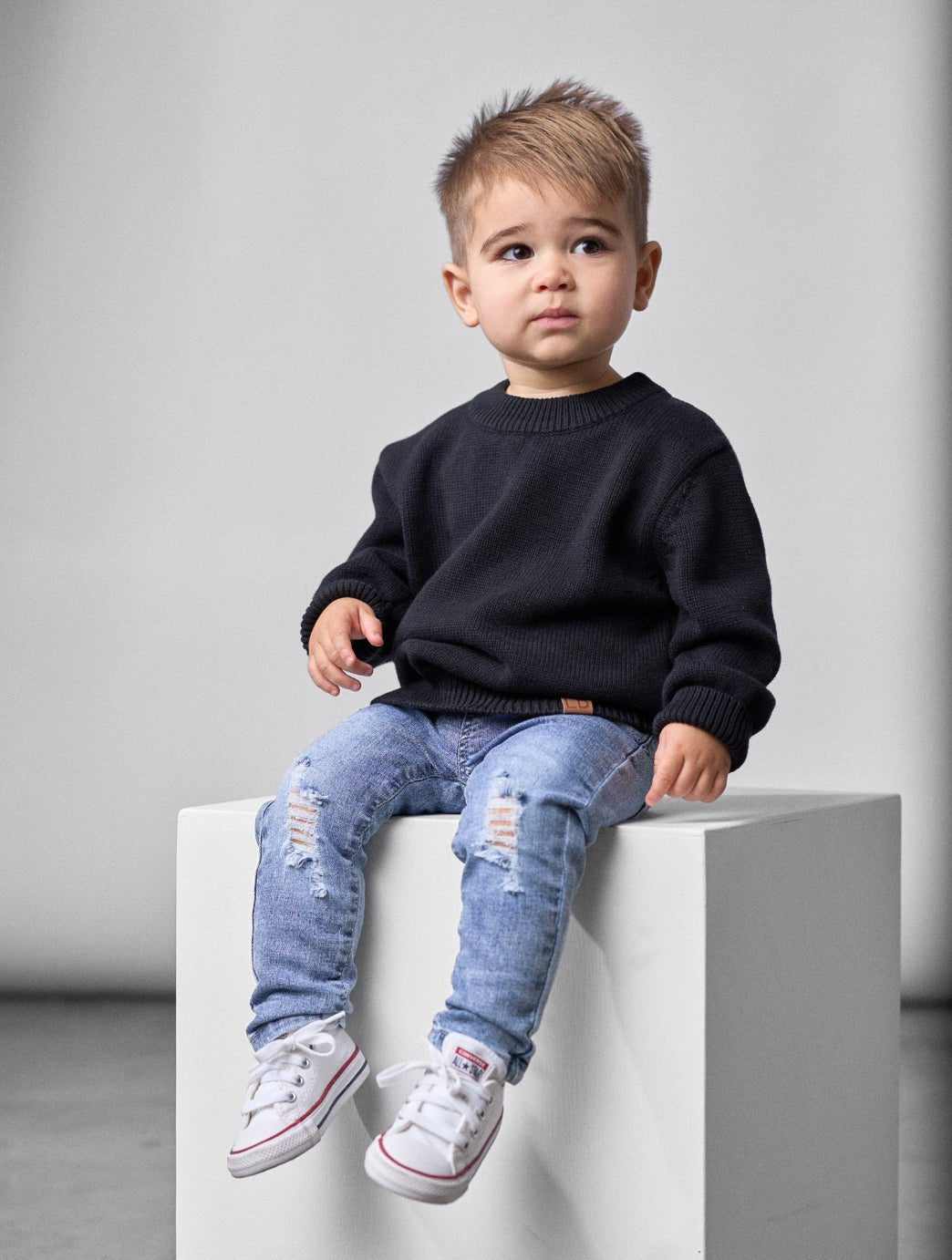 Baby Light Wash Distressed Denim - Little Bipsy