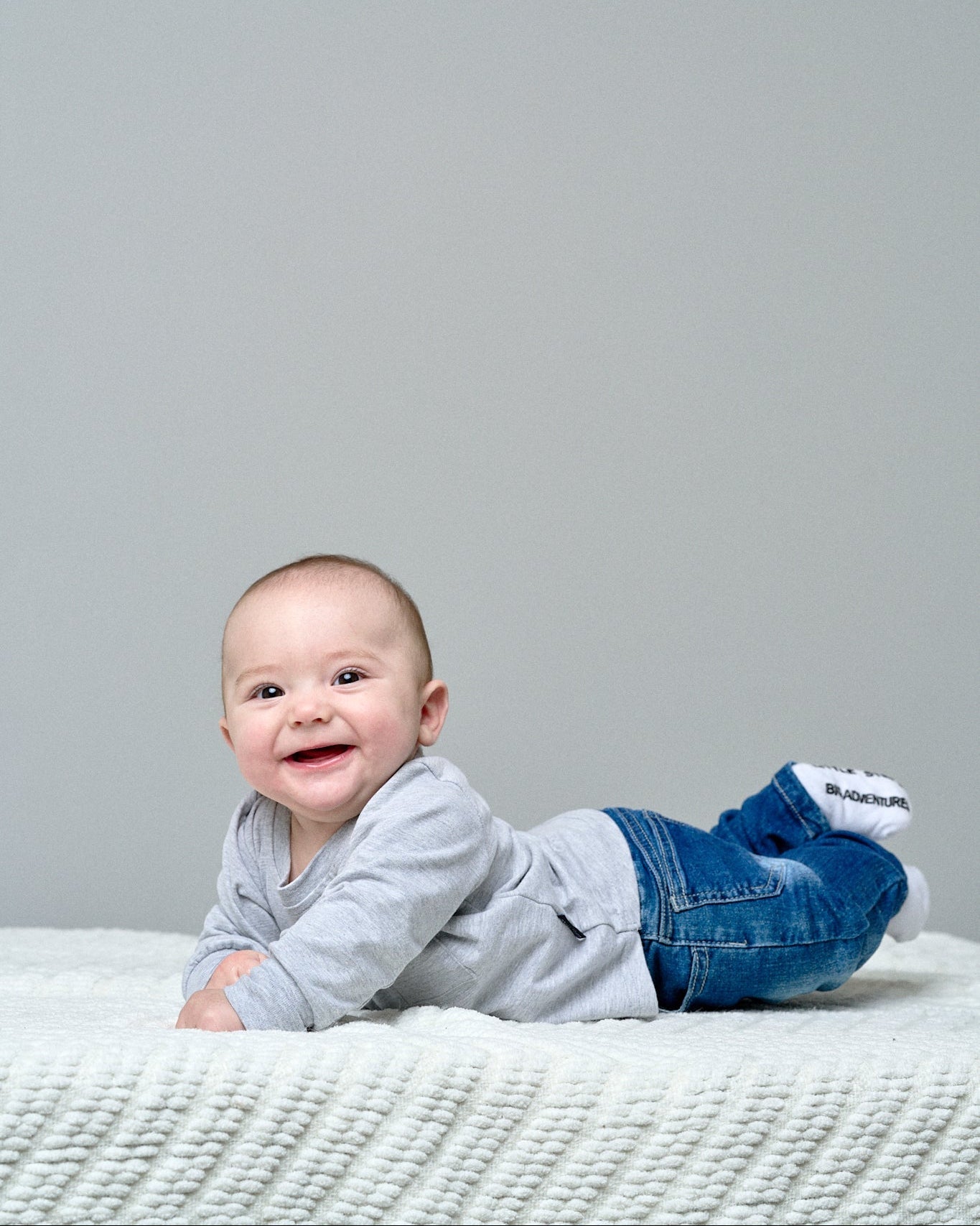 Baby Long Sleeve Pocket Tee - Grey - Little Bipsy