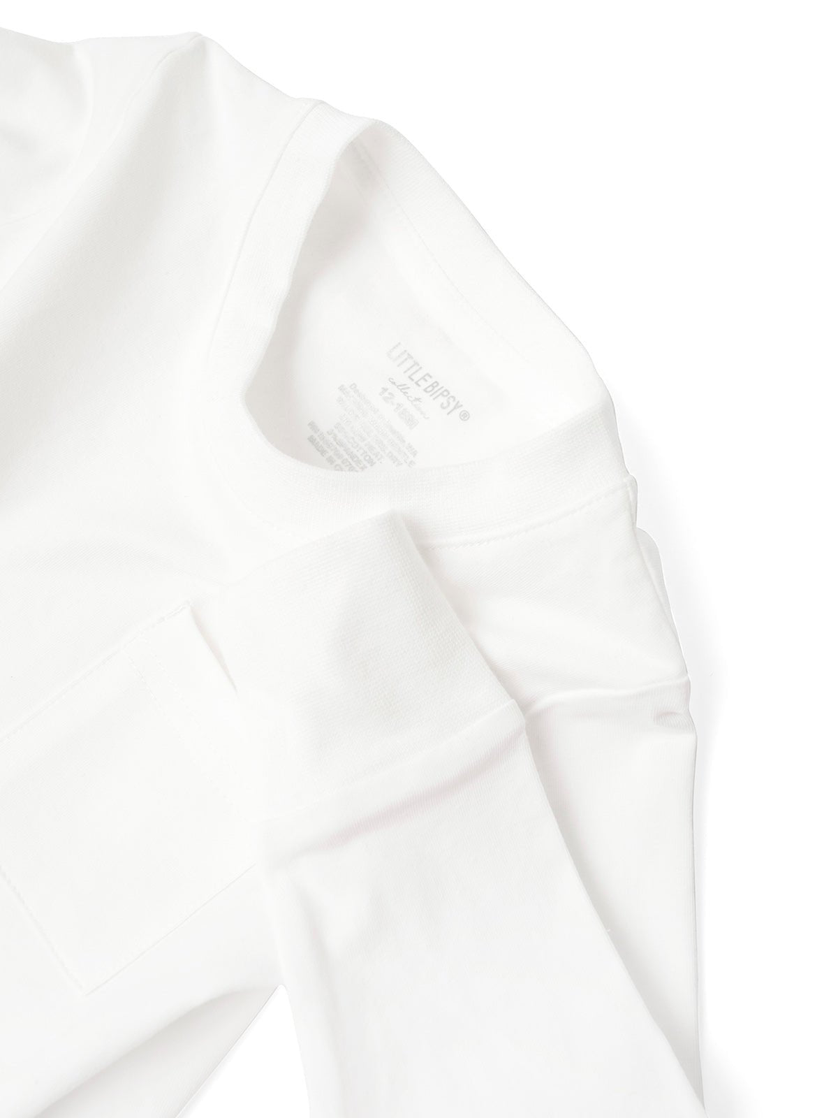 Baby Long Sleeve Pocket Tee - White - Little Bipsy