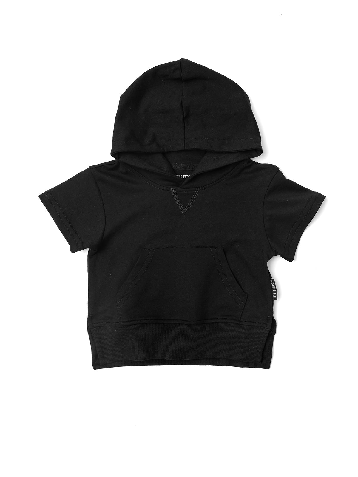 Baby Short Sleeve Hoodie - Black - Little Bipsy