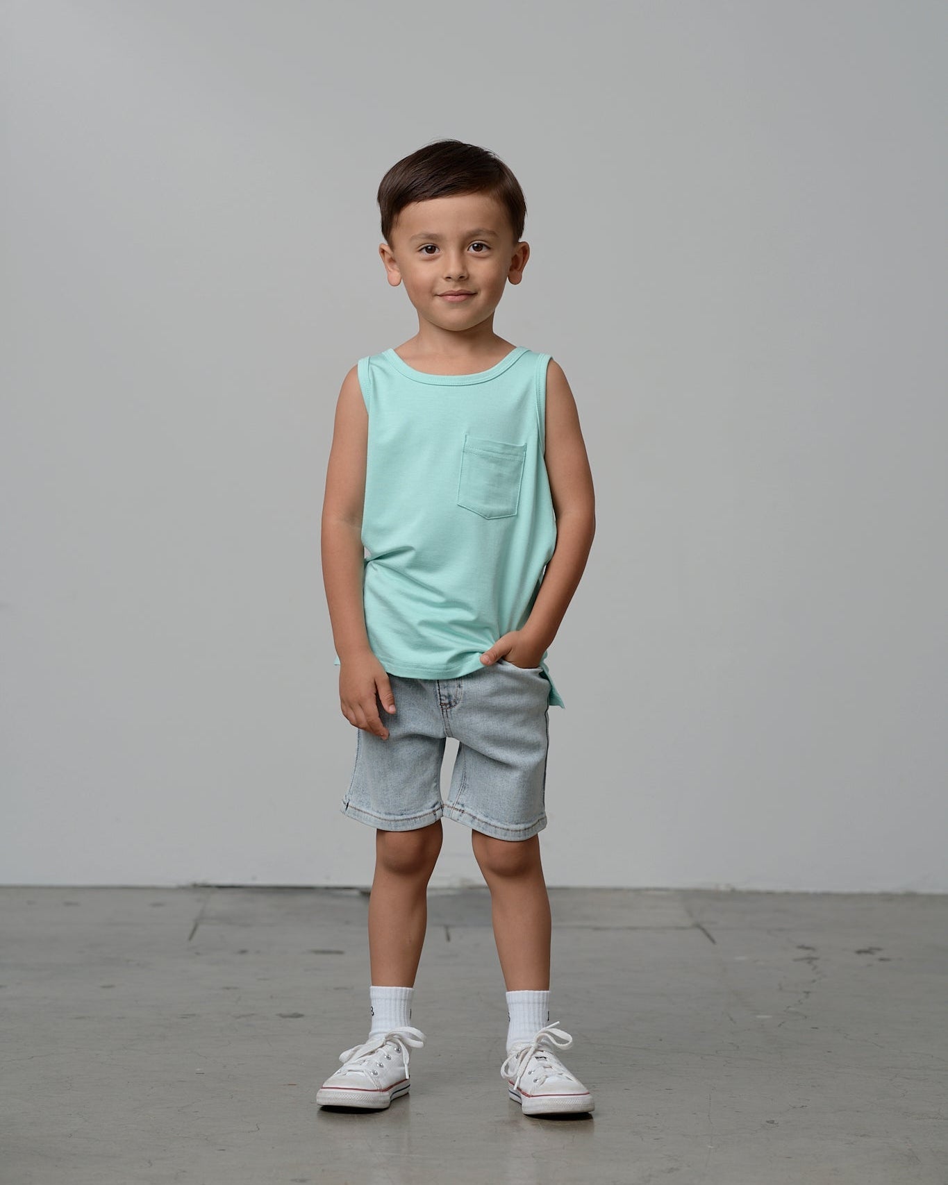 Bamboo Pocket Tank - Mint - Little Bipsy