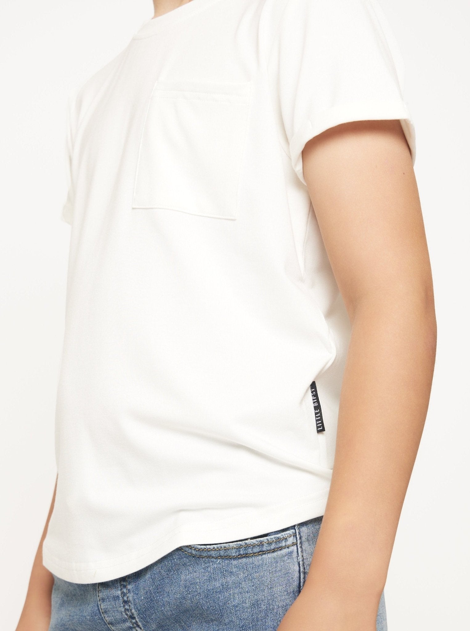 Bamboo Pocket Tee - Off White - Little Bipsy