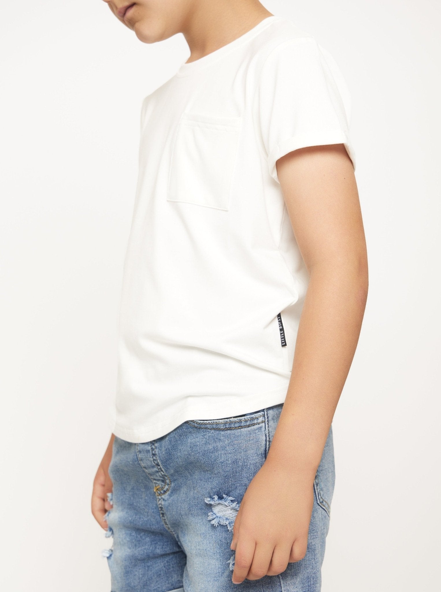 Bamboo Pocket Tee - Off White - Little Bipsy