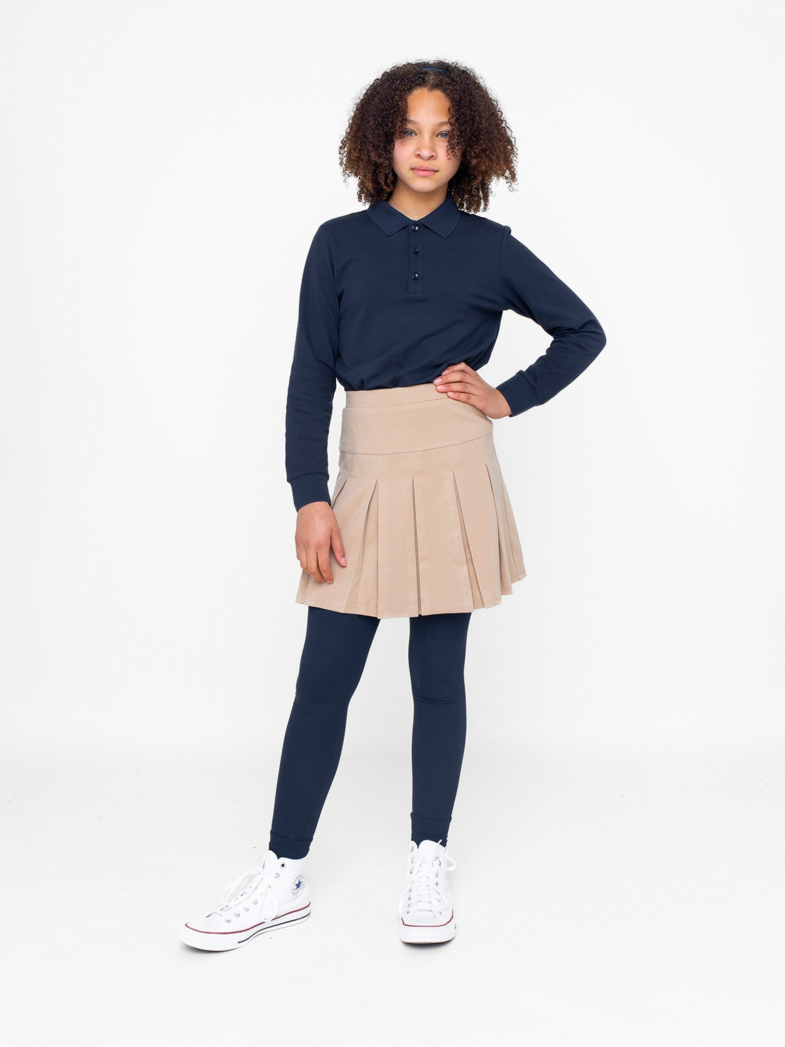 Basic Long Sleeve Polo Shirt - Navy - Little Bipsy