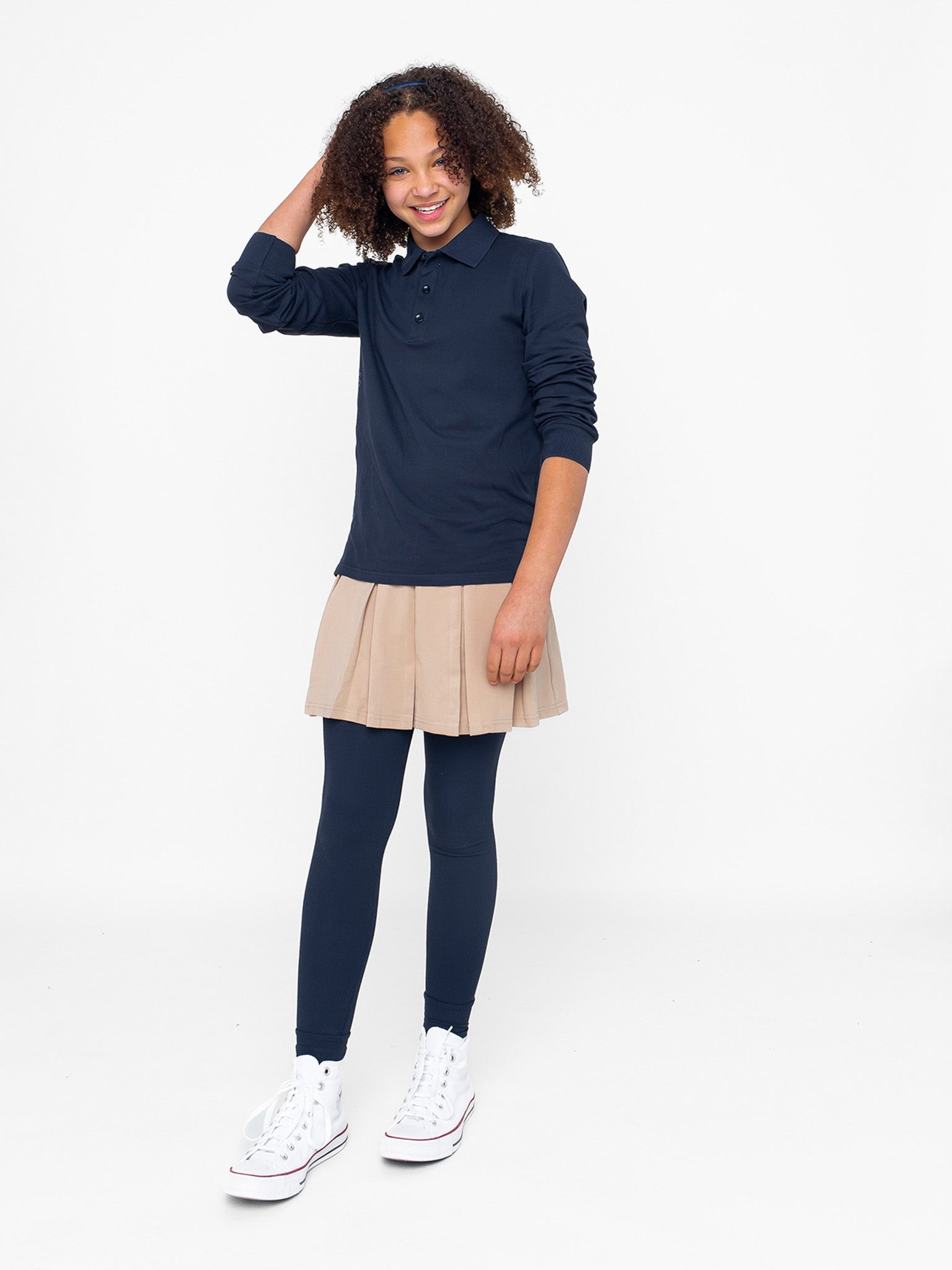 Basic Long Sleeve Polo Shirt - Navy - Little Bipsy