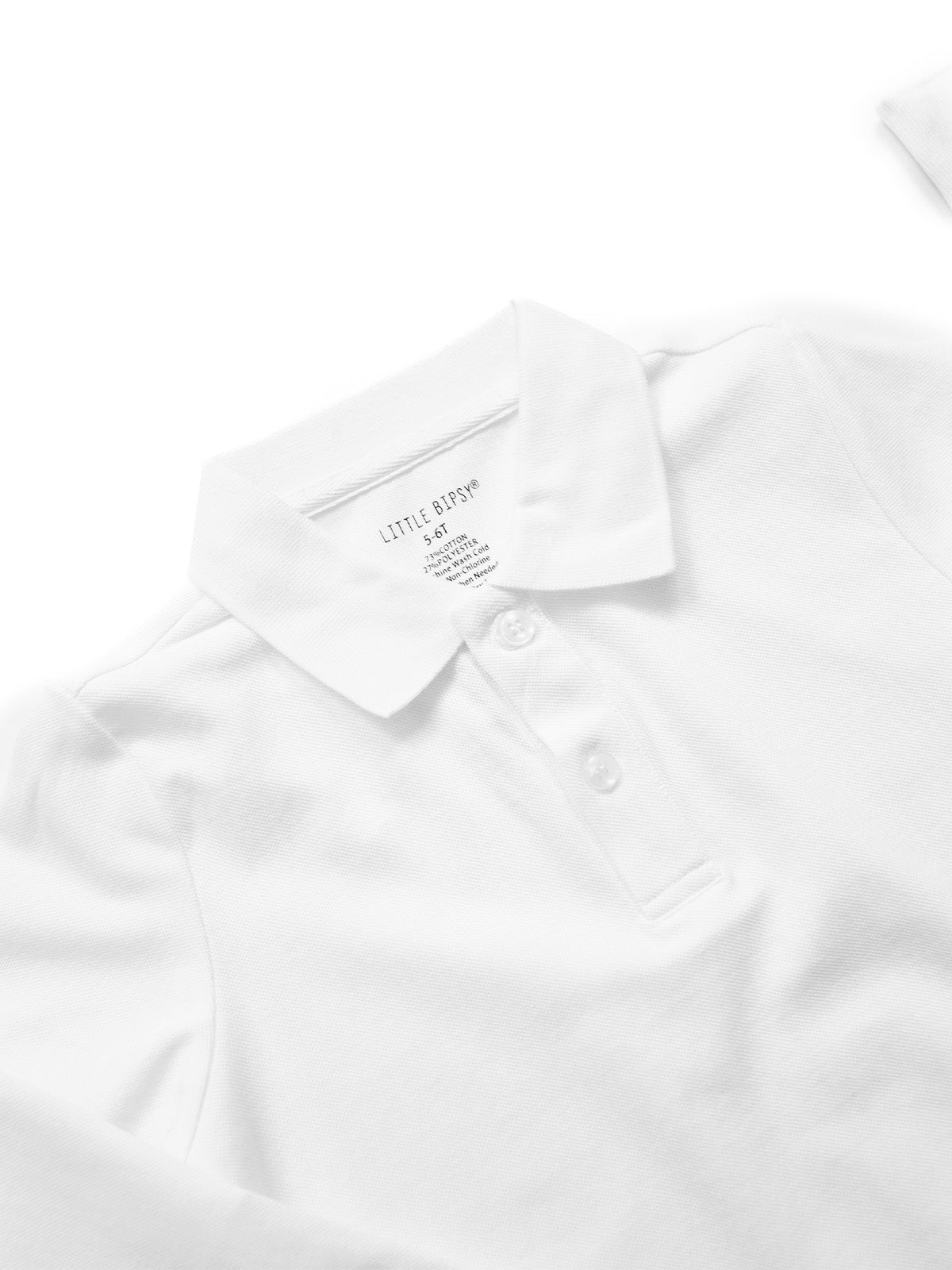 Basic Long Sleeve Polo Shirt - White - Little Bipsy