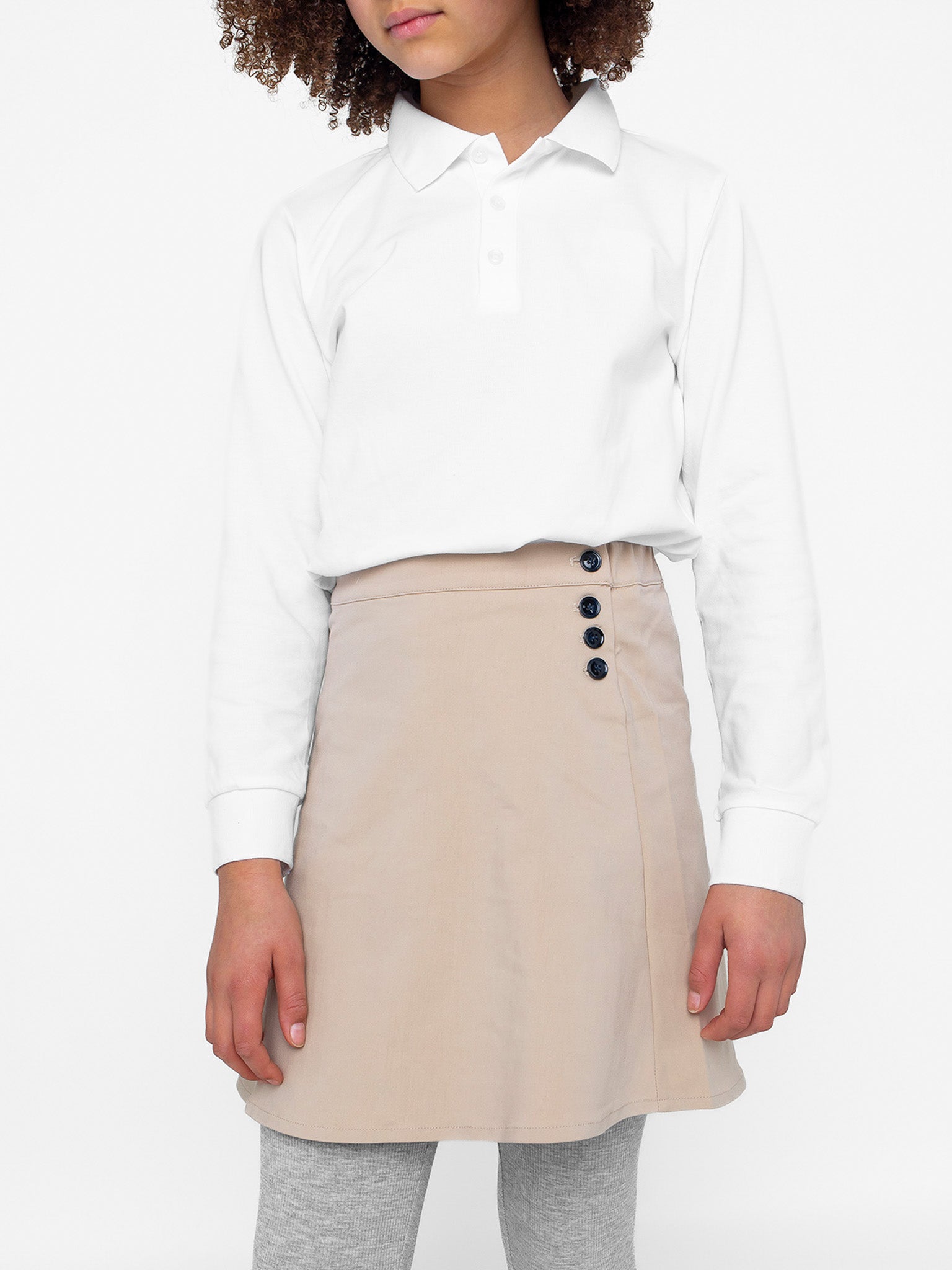 Basic Long Sleeve Polo Shirt - White - Little Bipsy