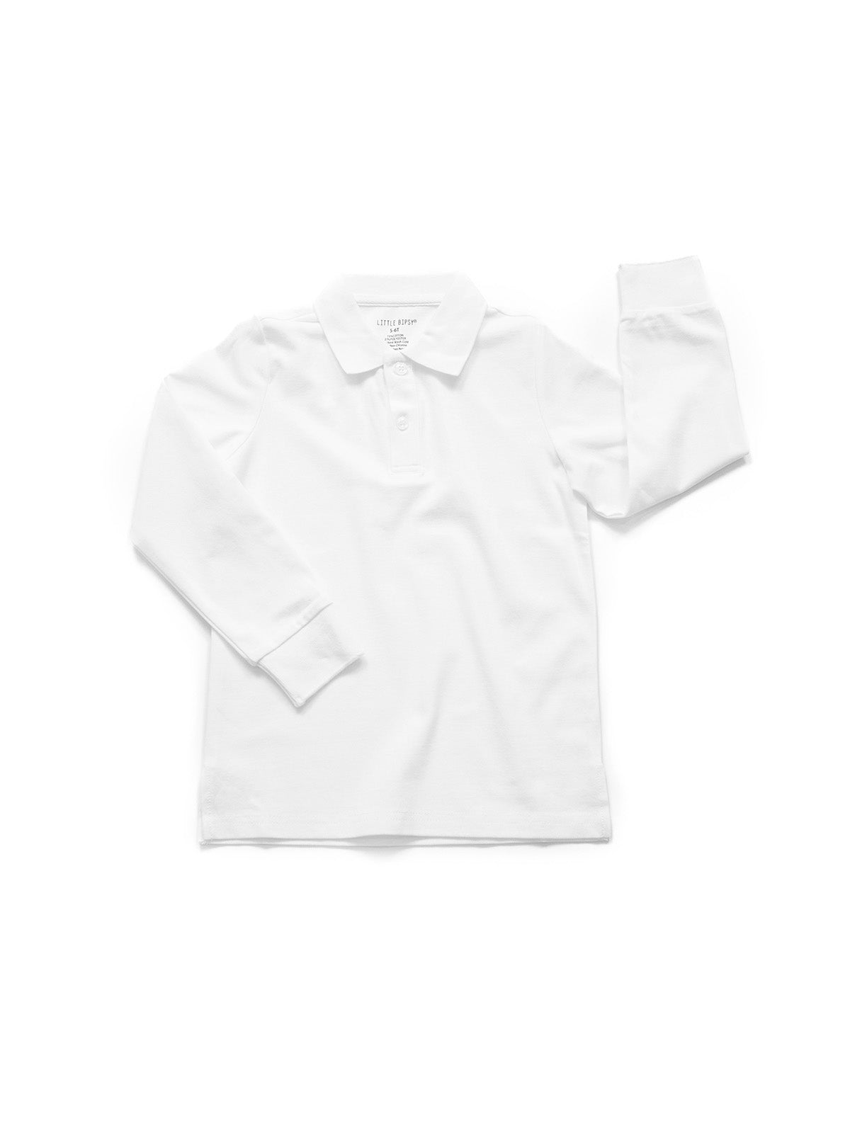 Basic Long Sleeve Polo Shirt - White - Little Bipsy