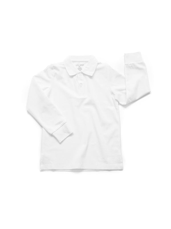 Basic Long Sleeve Polo Shirt - White - Little Bipsy
