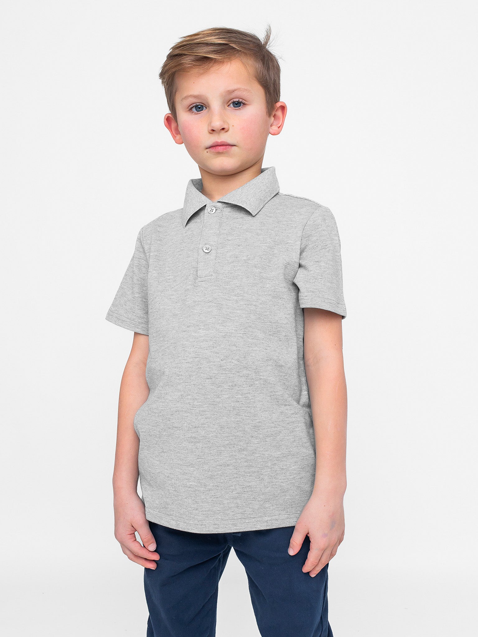 Basic Short Sleeve Polo Shirt - Grey - Little Bipsy