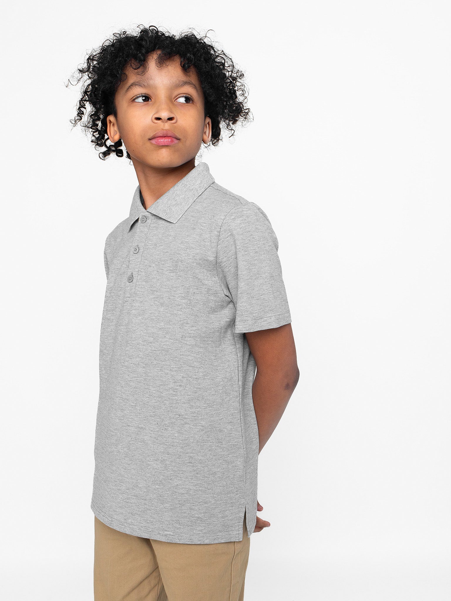 Basic Short Sleeve Polo Shirt - Grey - Little Bipsy