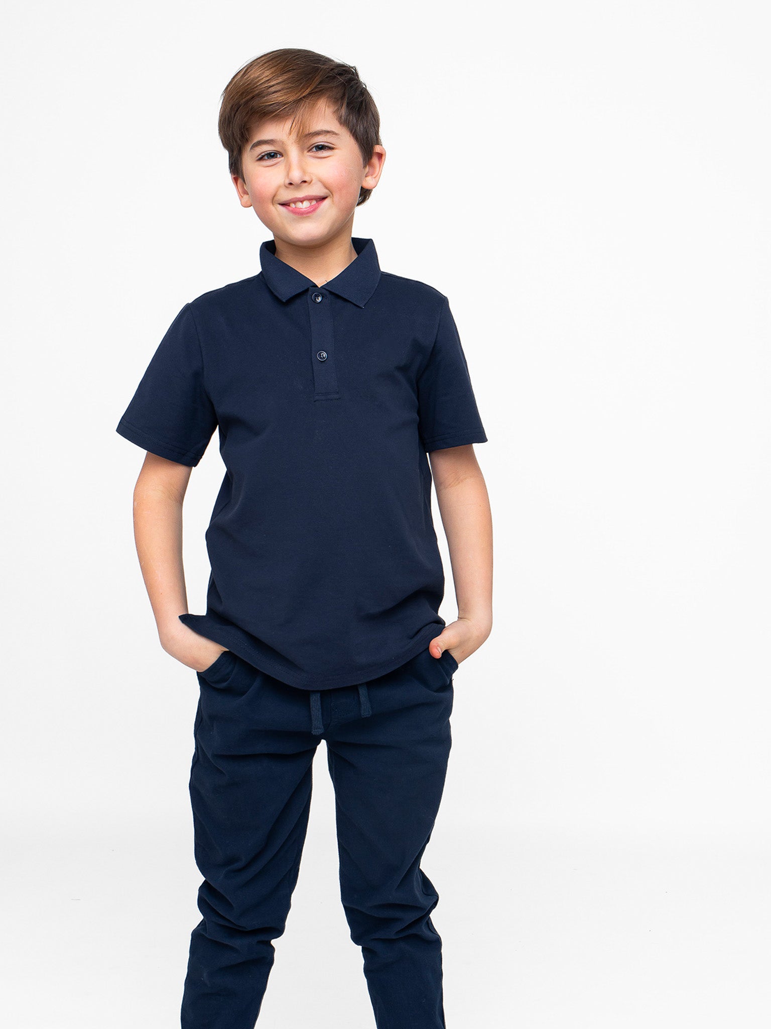 Basic Short Sleeve Polo Shirt - Navy - Little Bipsy