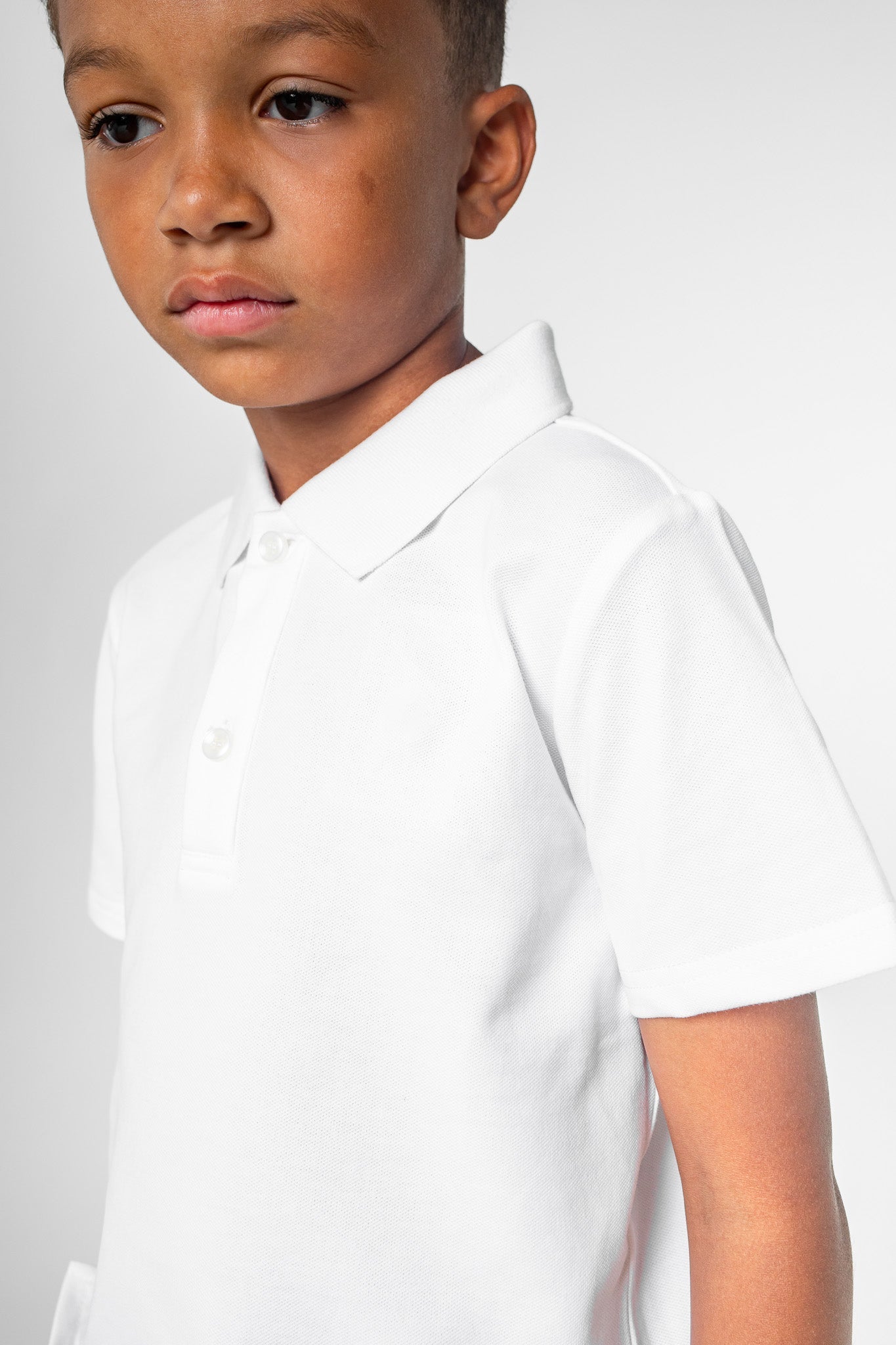 Basic Short Sleeve Polo Shirt - White - Little Bipsy