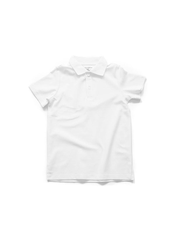 Basic Short Sleeve Polo Shirt - White - Little Bipsy