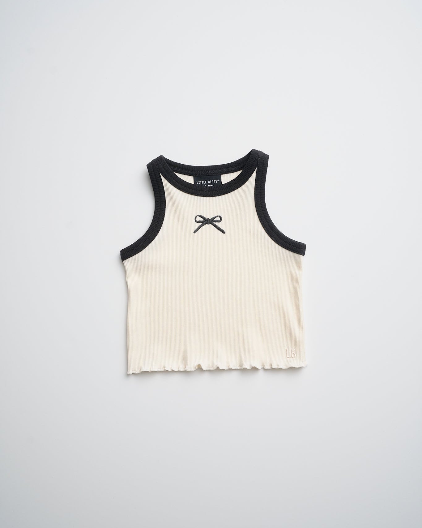 Bow Ribbed Tank - Vanilla - Little Bipsy