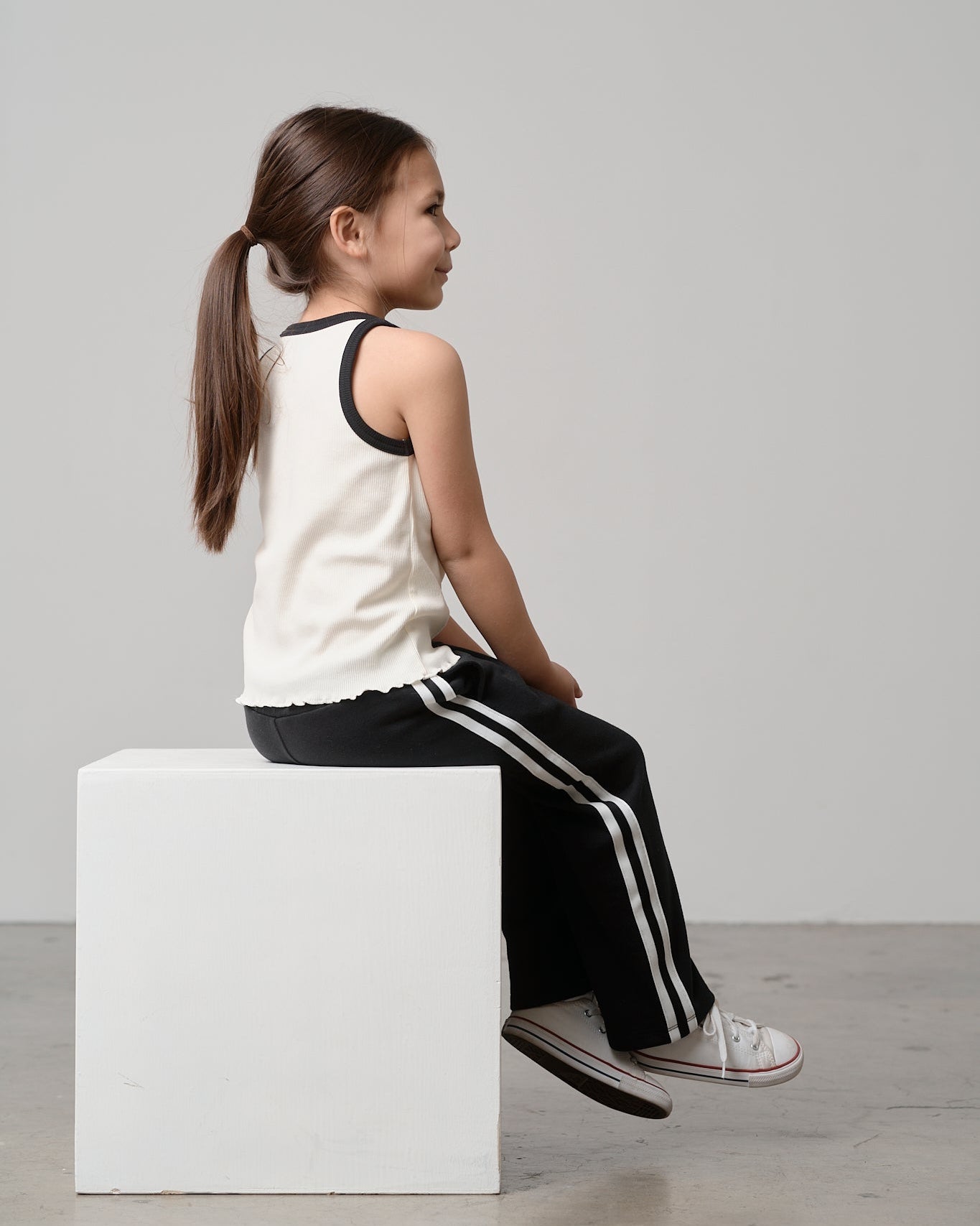 Bow Ribbed Tank - Vanilla - Little Bipsy