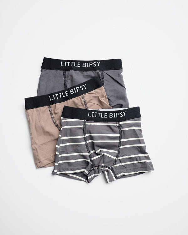 Boxer Brief 3-Pack - Iron Stripe Mix - Little Bipsy