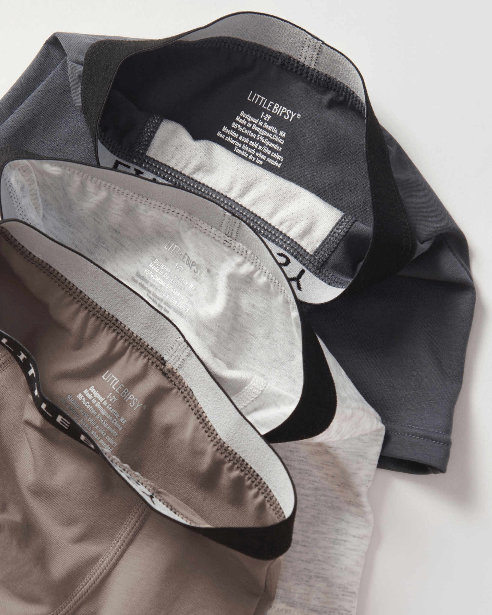 Boxer Brief 3 - Pack - Smoke, Light Heather Grey, Mushroom - Little Bipsy