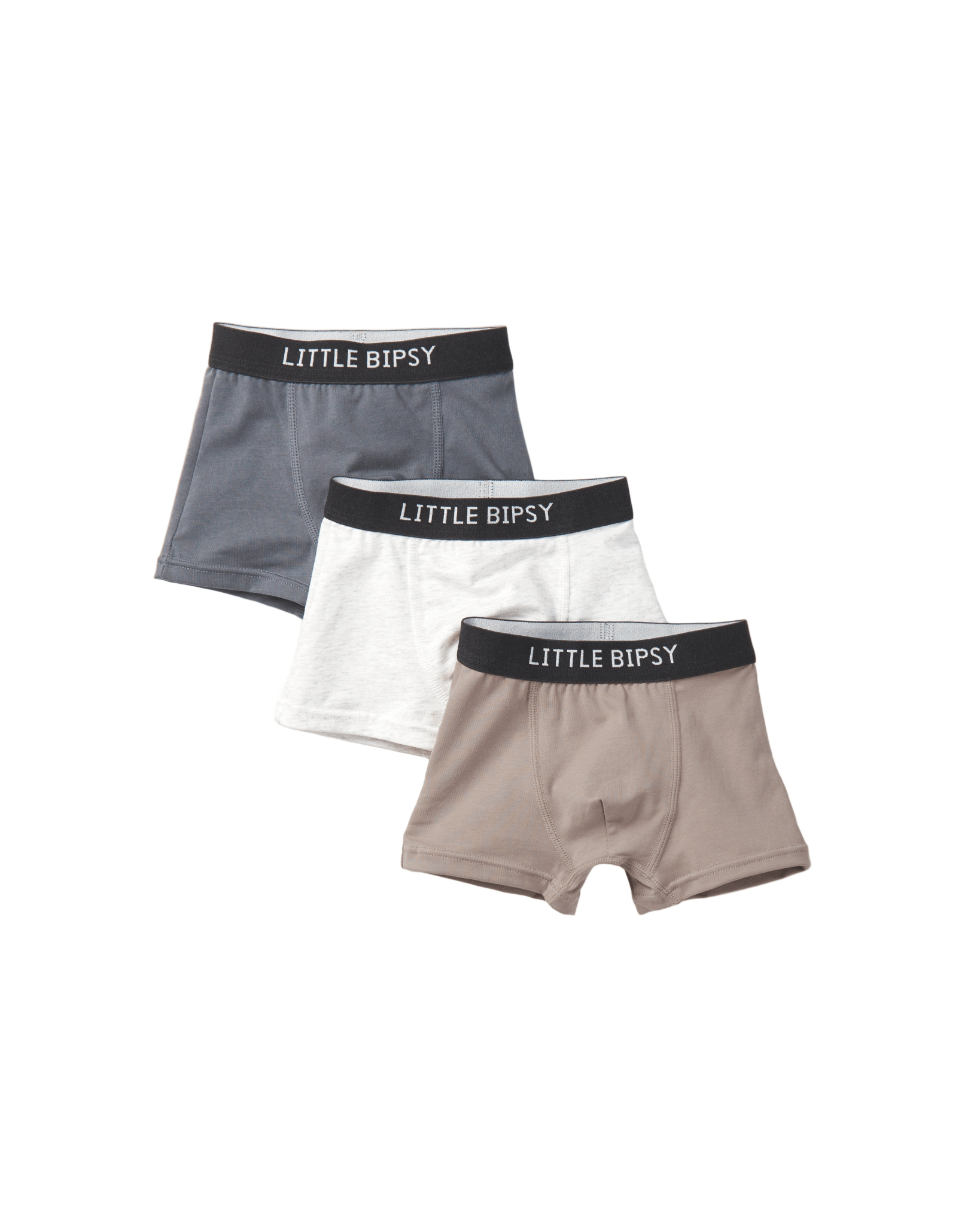 Boxer Brief 3 - Pack - Smoke, Light Heather Grey, Mushroom - Little Bipsy