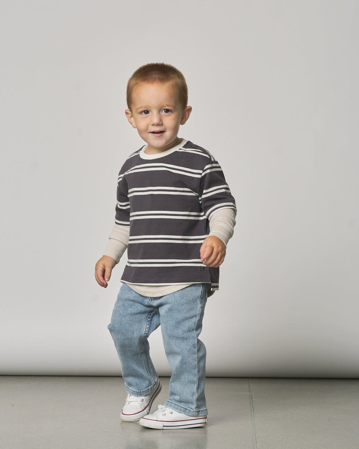 Boxy Tee - Iron Stripe - Little Bipsy