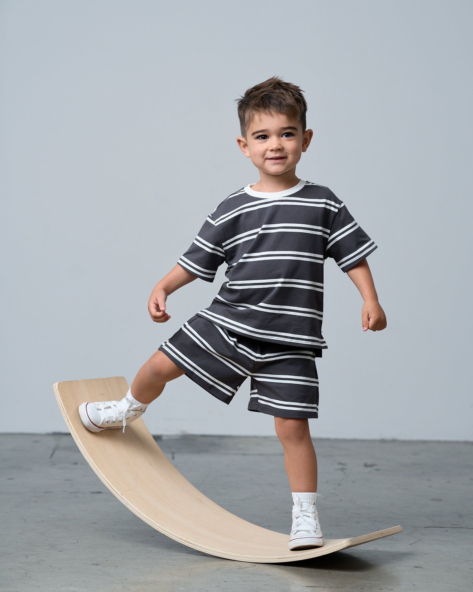 Boxy Tee - Iron Stripe - Little Bipsy