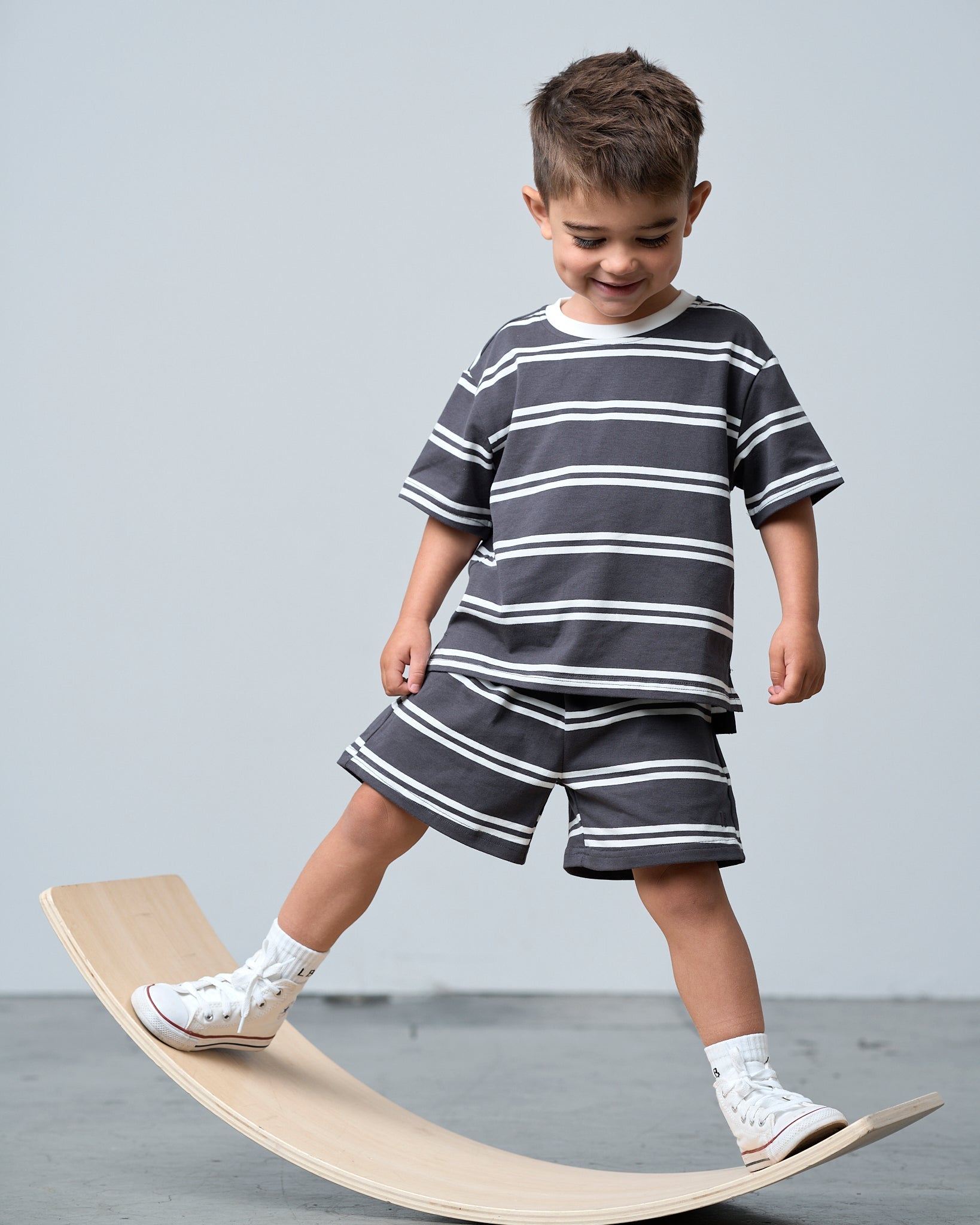 Boxy Tee - Iron Stripe - Little Bipsy