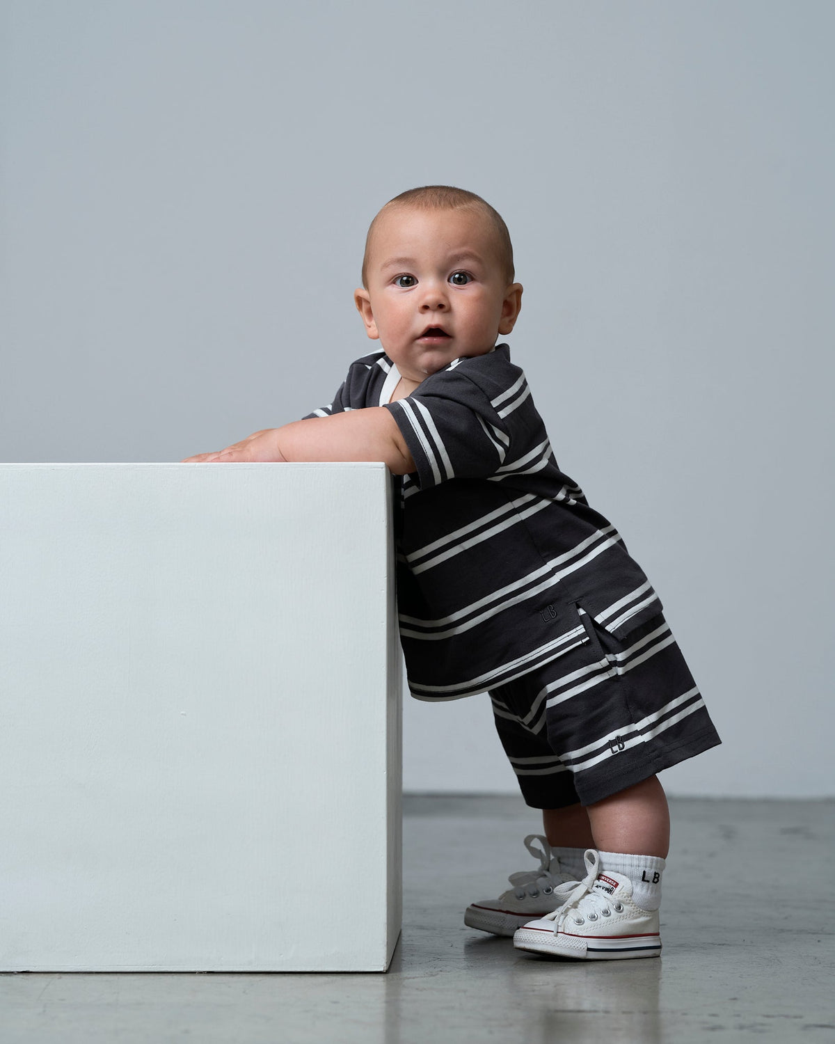 Boxy Tee - Iron Stripe - Little Bipsy
