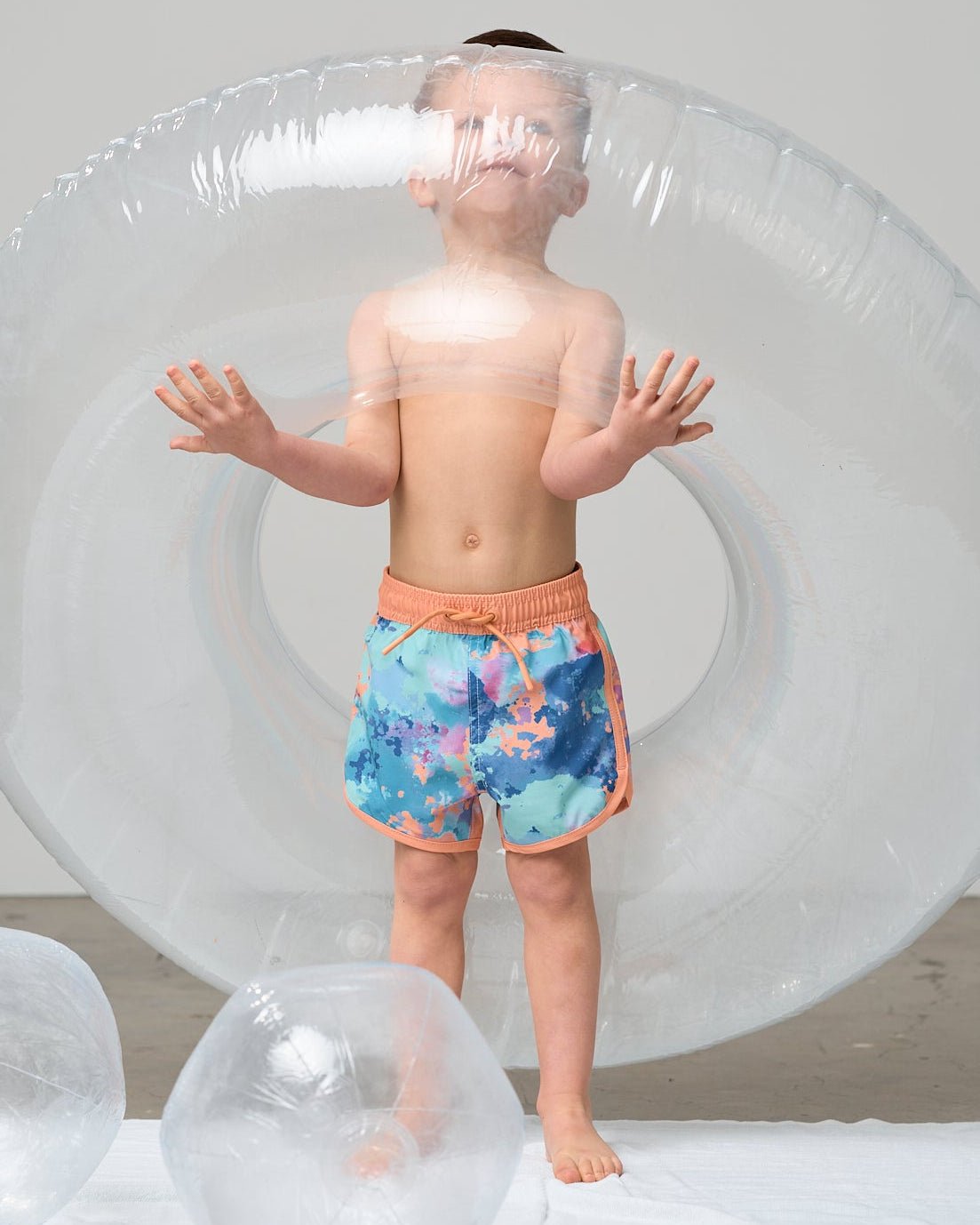 Boy's Swim Short - Melon Watercolor - Little Bipsy