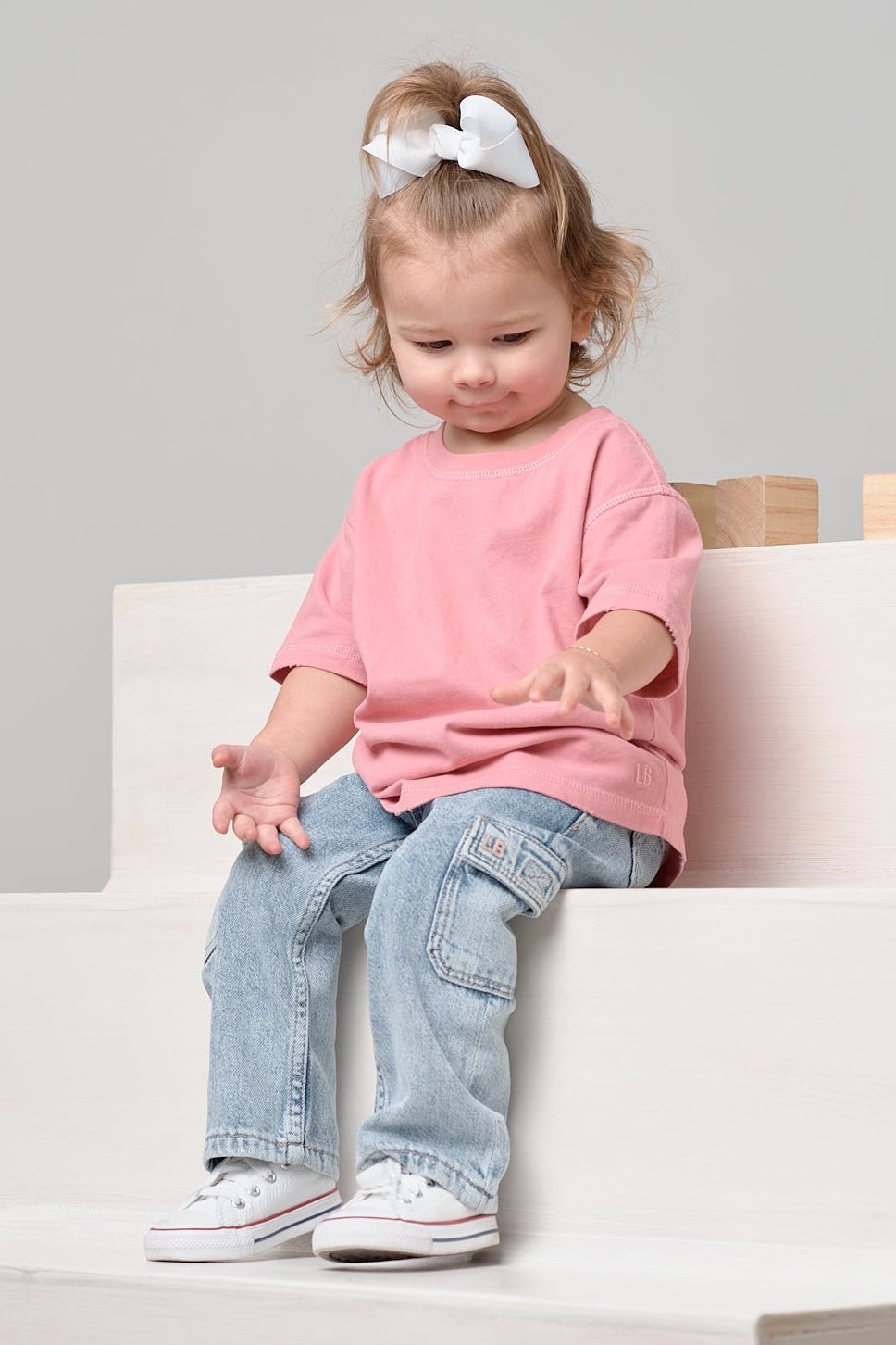 Cargo Denim Straight Leg - Light Wash - Little Bipsy