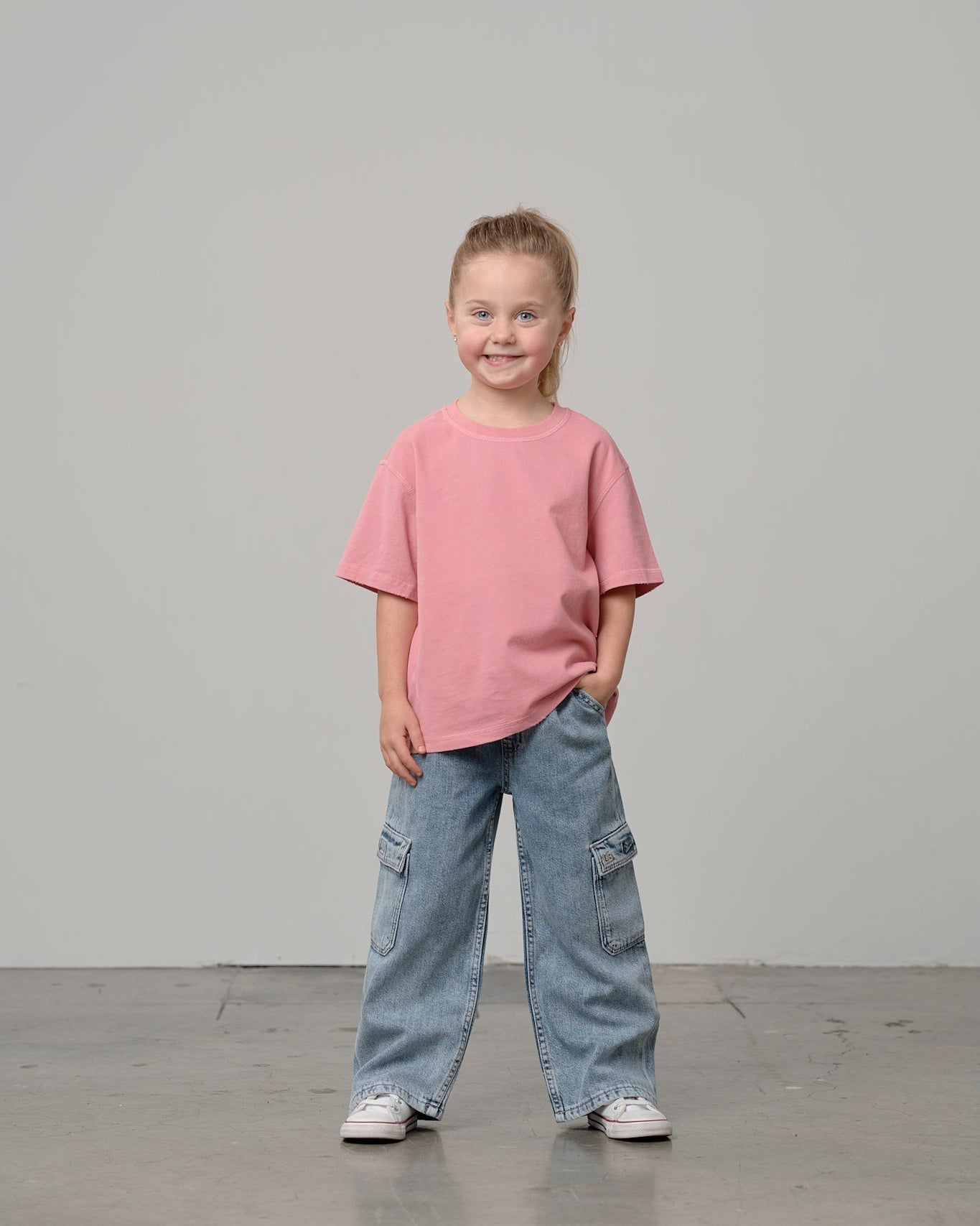 Cargo Denim Straight Leg - Light Wash - Little Bipsy