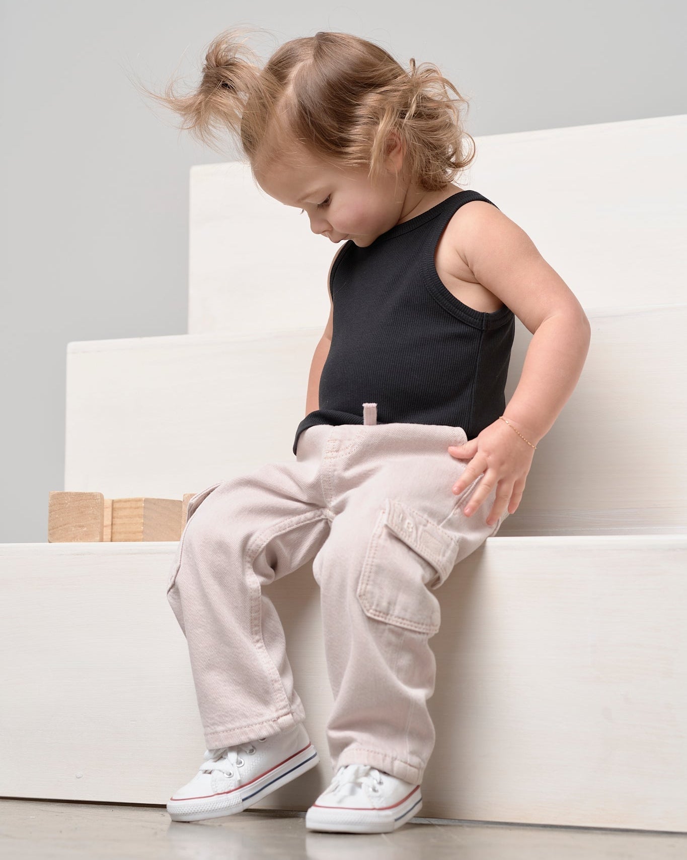 Cargo Denim Straight Leg - Purple Wash - Little Bipsy